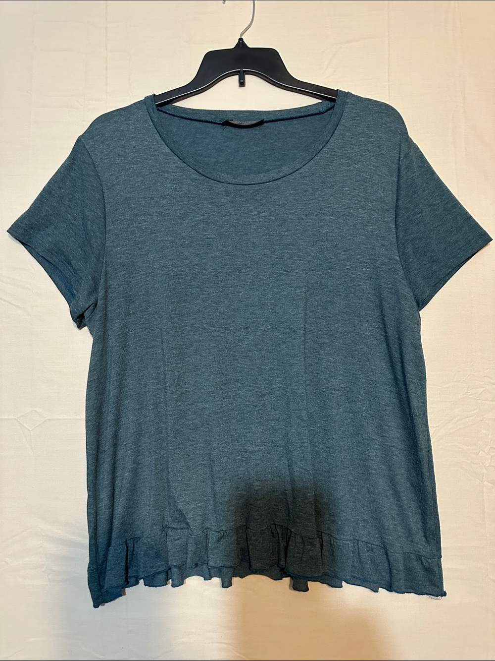 Women's Short-Sleeve Ruffle-Hem Tee in Teal